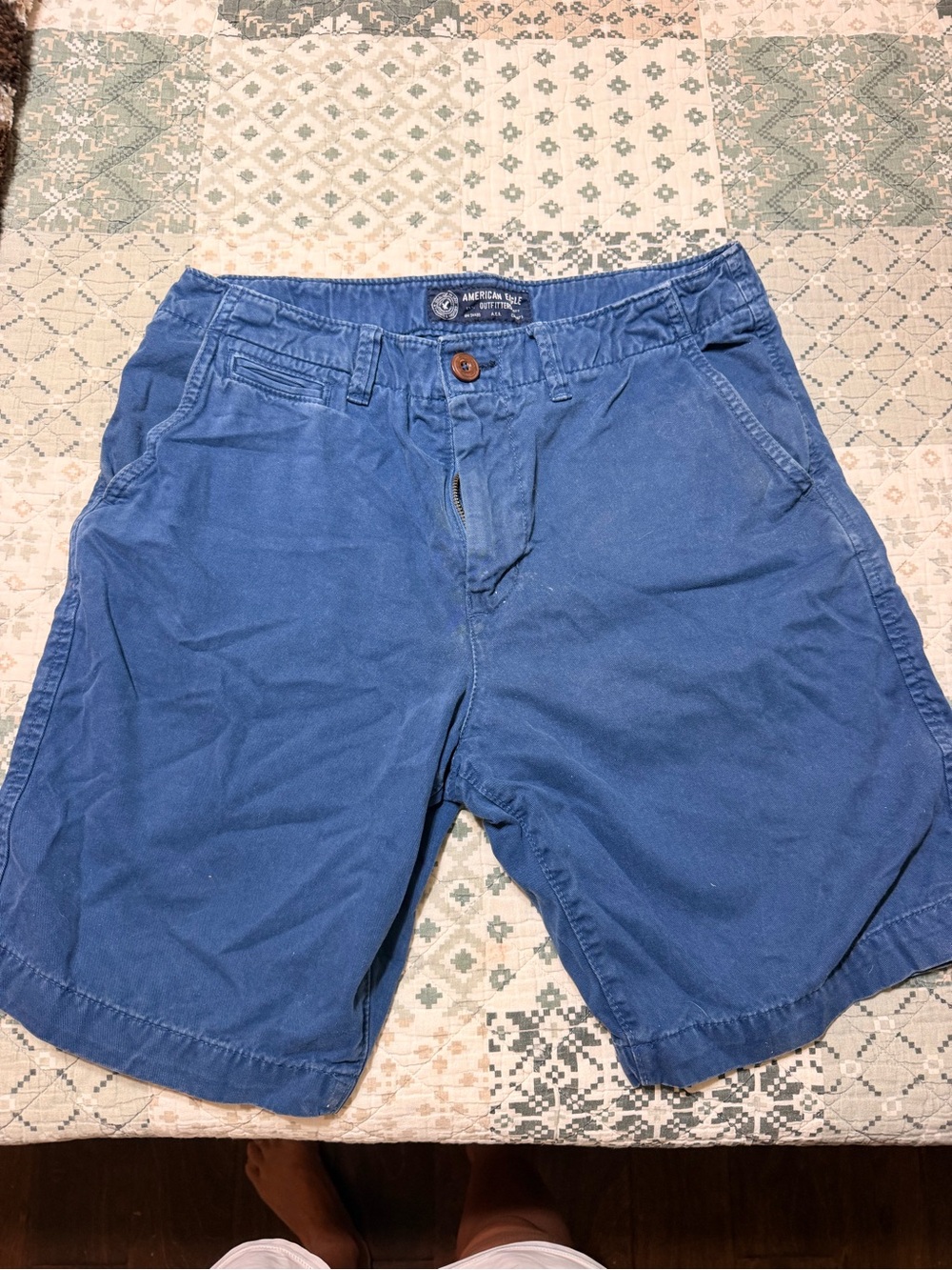 American Eagle Outfitters Men's Blue Flat Front Casual Shorts
